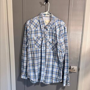 American Eagle Outfitters Light Blue Plaid Shirt